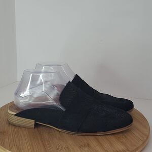 Free People At Ease Black Snake Print Loafer Mule Flat Leather Size 39